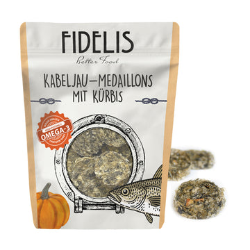 *Kabeljau Medaillons mit Kürbis 100g